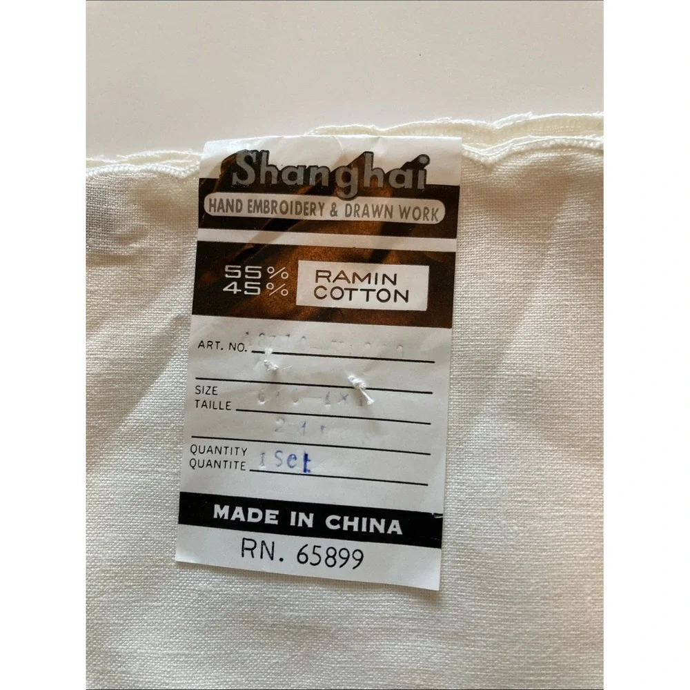 Shanghai White Embroidered Cotton 24 Piece Cocktail Napkin Drink Slipper Set‎